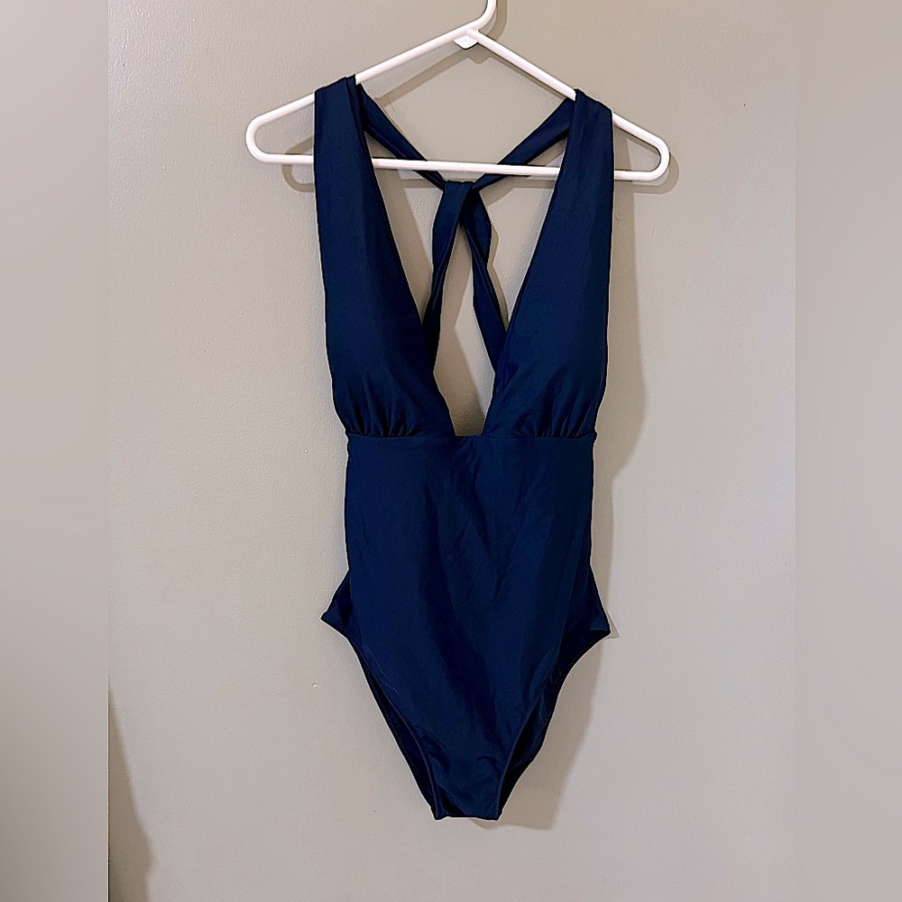 Summersalt The Plunge swimsuit in Atlantic (dark blue). EUC size 14